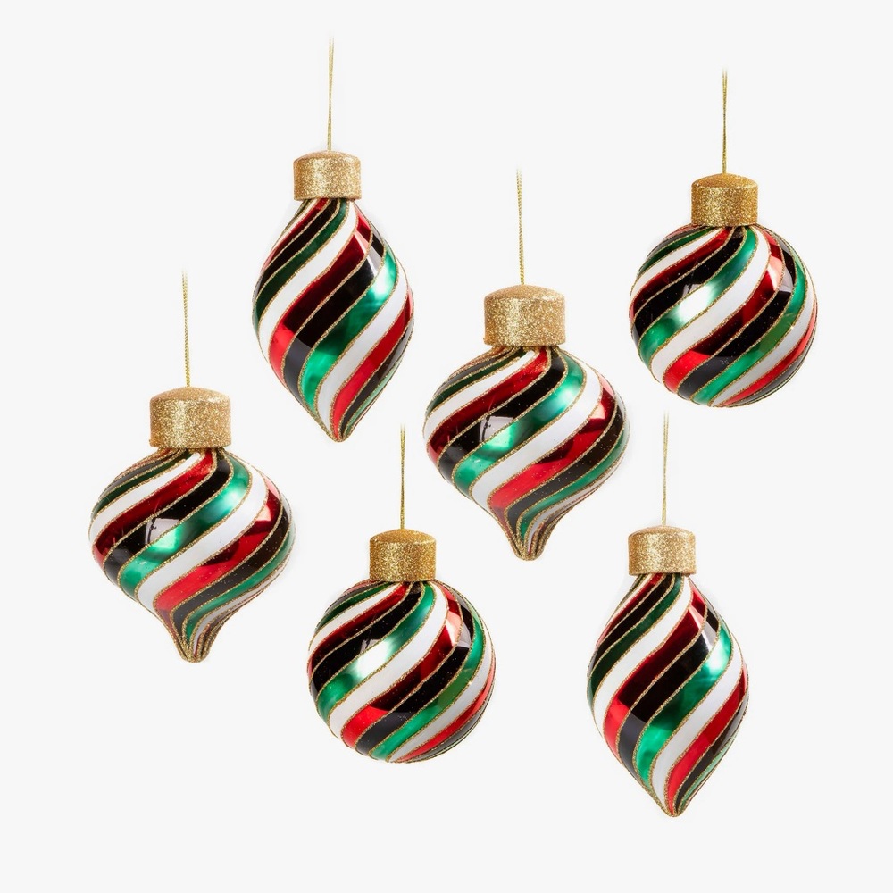 Mackenzie Childs Ornaments—NWT Christmas Magic Swirl Ornaments